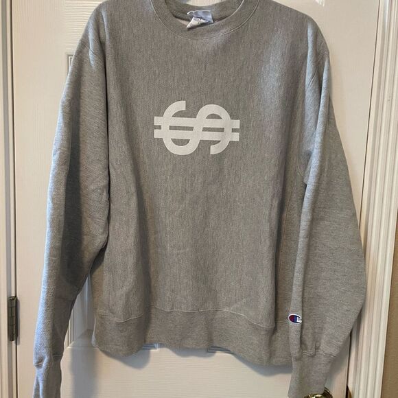 Champion Reverse Weave Men’s Gray Sweatshirt Equal Pay Bitches $$$ - Picture 12 of 15